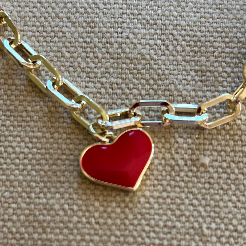 ♥️ Enamel Heart Charm Bracelet with Beads - 18k Gold Plated